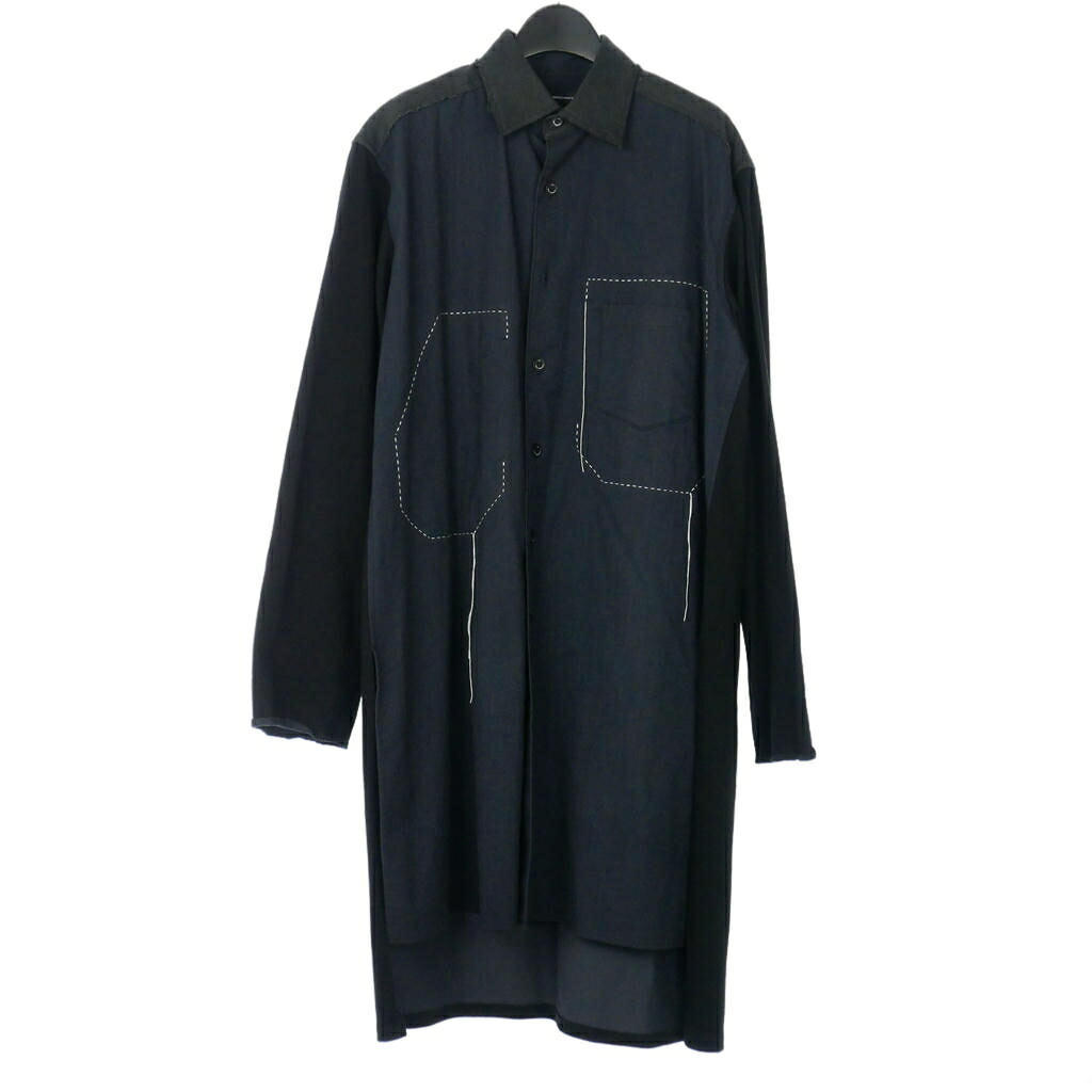 【中古】ワイスリー Y-3 ヨウジヤマモト 切替 ロングシャツ 長袖 ステッチ S 黒 紺 ブラック ネイビー DP0567 レディース 【ベクトル 古着】 260615｜VECTOR&times;Refine 14,898円