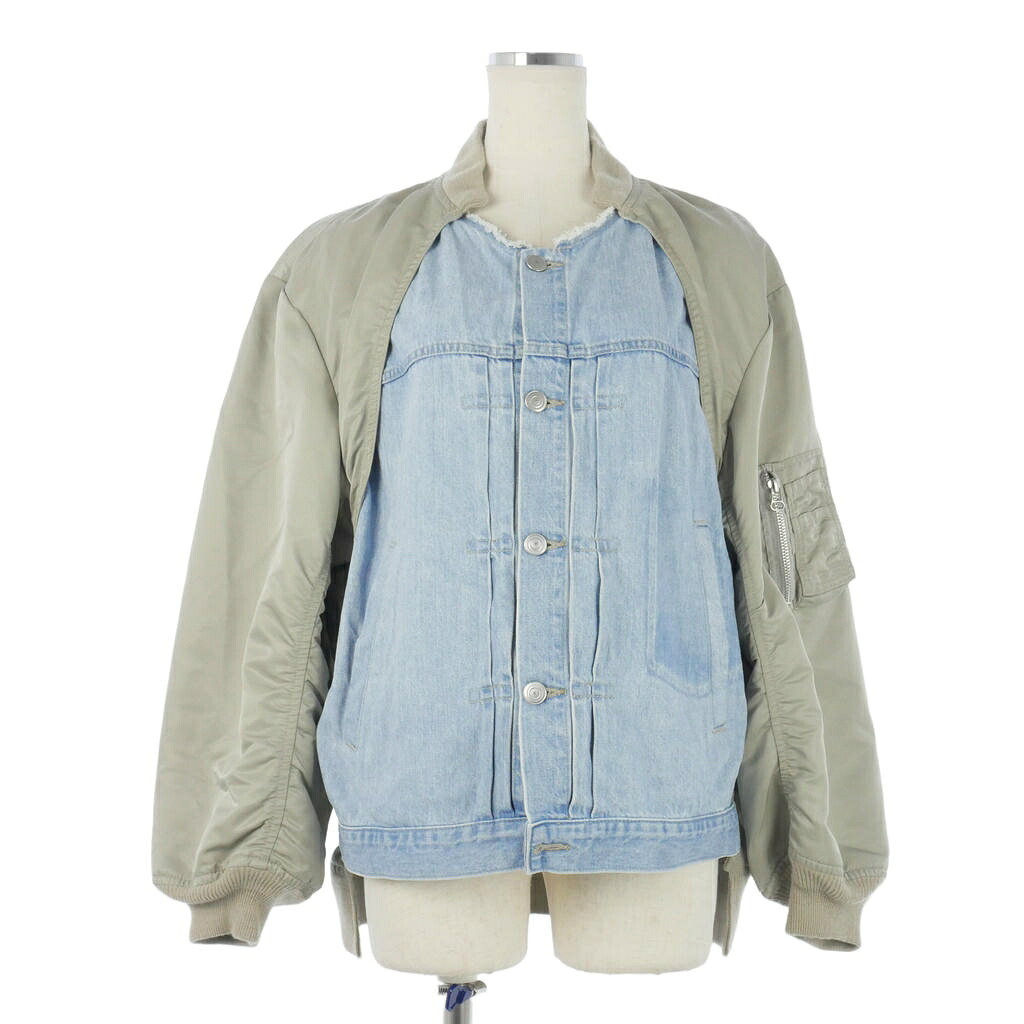 【中古】ゼロエイトサーカス 08SIRCUS JAPAN DENIM 22AW デニム ドッキング MA-1 ブルゾン 1 ブルー カーキ メンズ レディース 【ベクトル 古着】 260703｜VECTOR&times;Refine