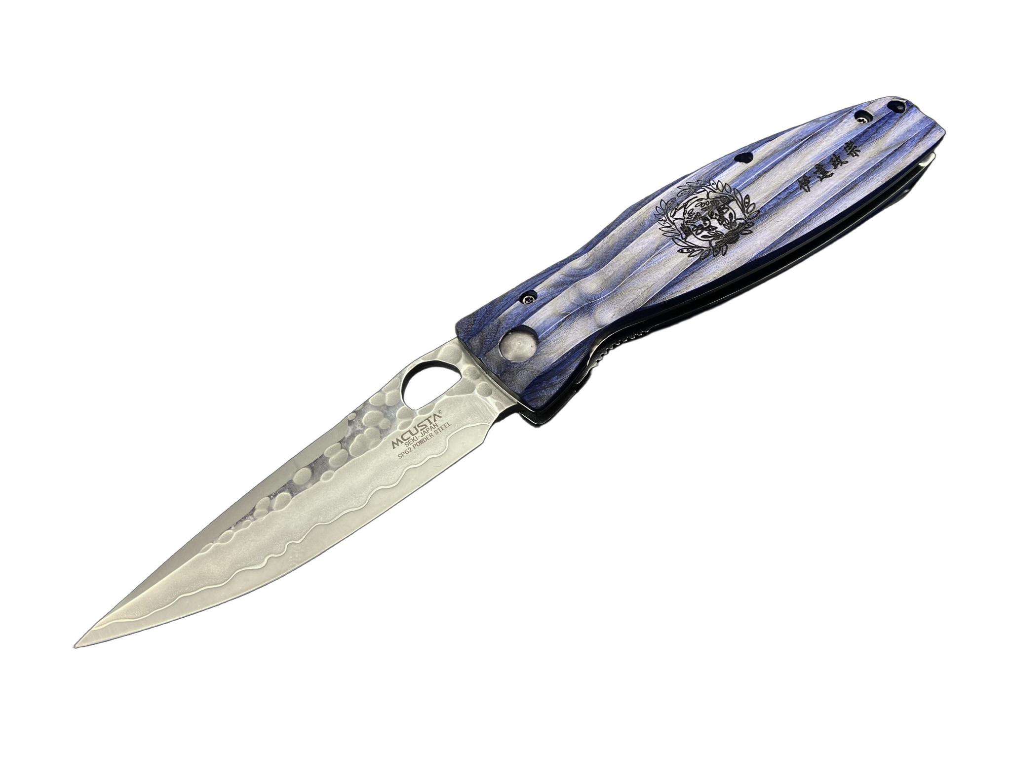 ＭＣＵＳＴＡ　エムカスタ　ナイフ伊達政宗　ブルーパッカーウッド 　　　　　SPG2(MC-0186G)　　　コンビニ受取不可｜岐阜関刃物工房V.ROAD