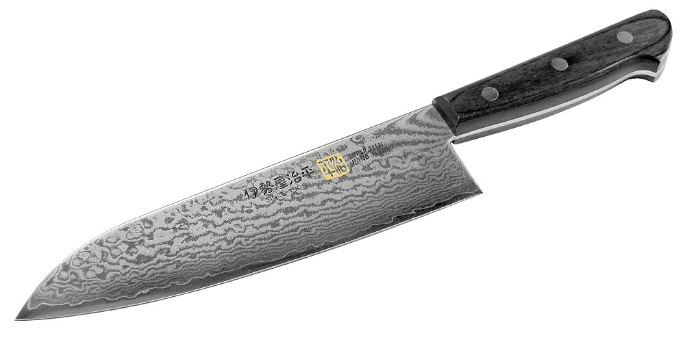 伊勢屋治平 　ダマスカス 三徳包丁 180mm　黒パッカー　G-5 　　　コンビニ受取不可