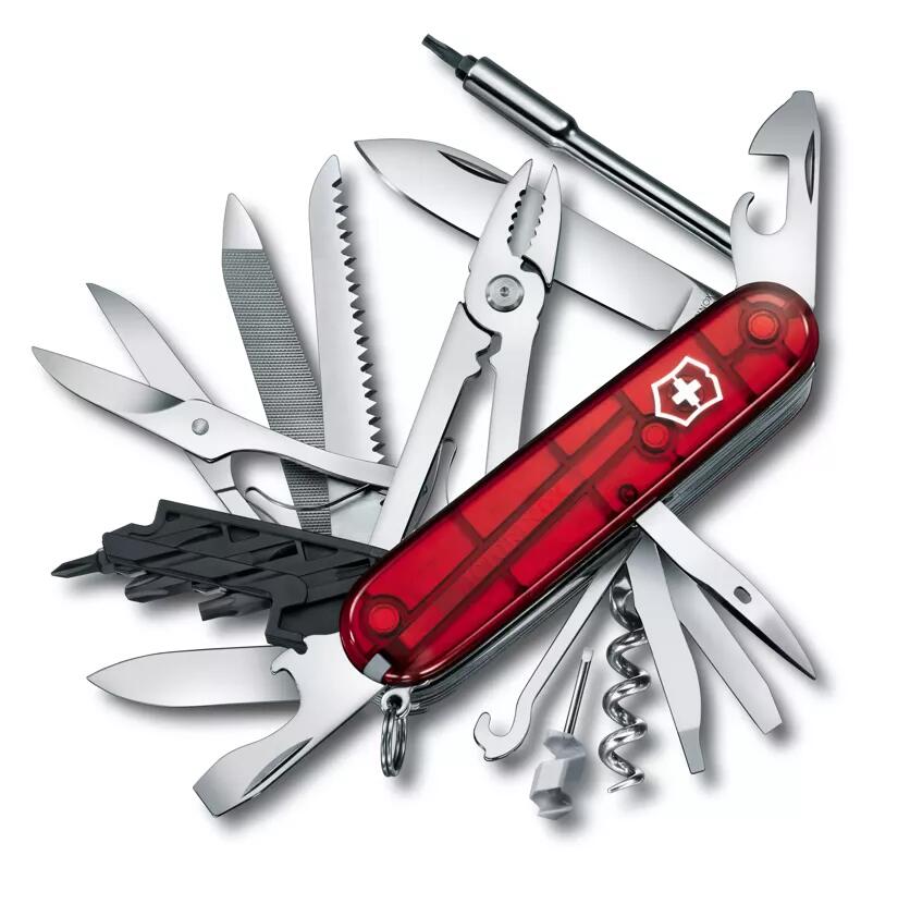 VICTORINOX (ビクトリノックス)　万能ナイフ　十徳ナイフ 　サイバーツールL　1.7775.T　キャンプ　アウトドア　折り畳みナイフ 　　　半透明レッド