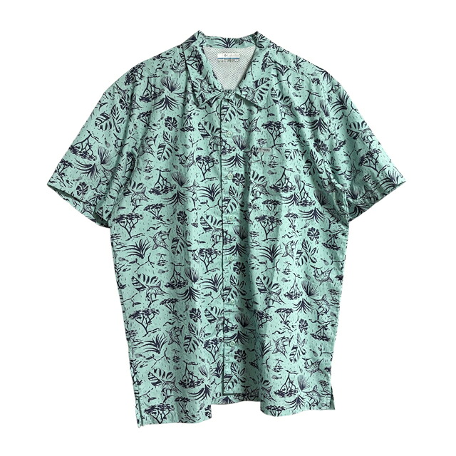 Columbia コロンビア トローラーズベスト ショートスリーブ シャツ FM7011 メンズ アロハ ハワイアン PFG フィッシング ライン 釣り アングラ― 総柄 開襟 半袖 ベンチレーション 脇 背中 透湿 メッシュ アウトドア 野外 フェス キャンプ ストリート アメカジ シャツ