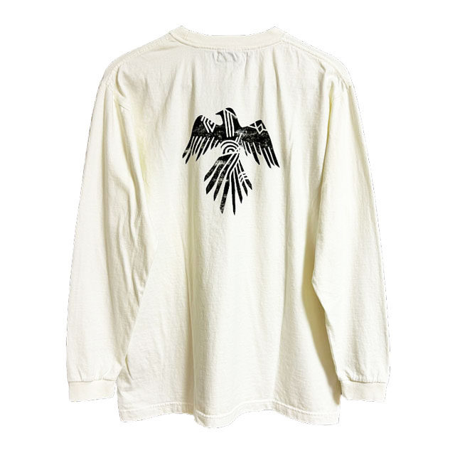 Acoustic アコースティック イーグル ロング スリーブ Tシャツ AC23302 EAGLE L/S TEE 頑丈 厚手 丸胴 シンプル デザイン 長袖 バックプリント クルーネック ロンTee 特大サイズあり メンズ レディース ユニセックス 大人 アメカジ プリント Tシャツ