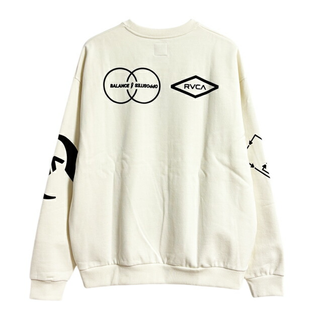 RVCA ルーカ STACKHOUSE CR トレーナー スタックハウス クルーネック スウェット BE042033 メンズ ホワイト アイボリー 白 トップス 長袖 スポーティ ストリート シンプル プリント カジュアル