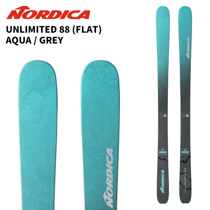 NORDICA ノルディカ スキーの板板 UNLIMITED 88 (FLAT) AQUA/GREY 板単品 25-26 模範例 スキー板-スポーツ・アウトドア