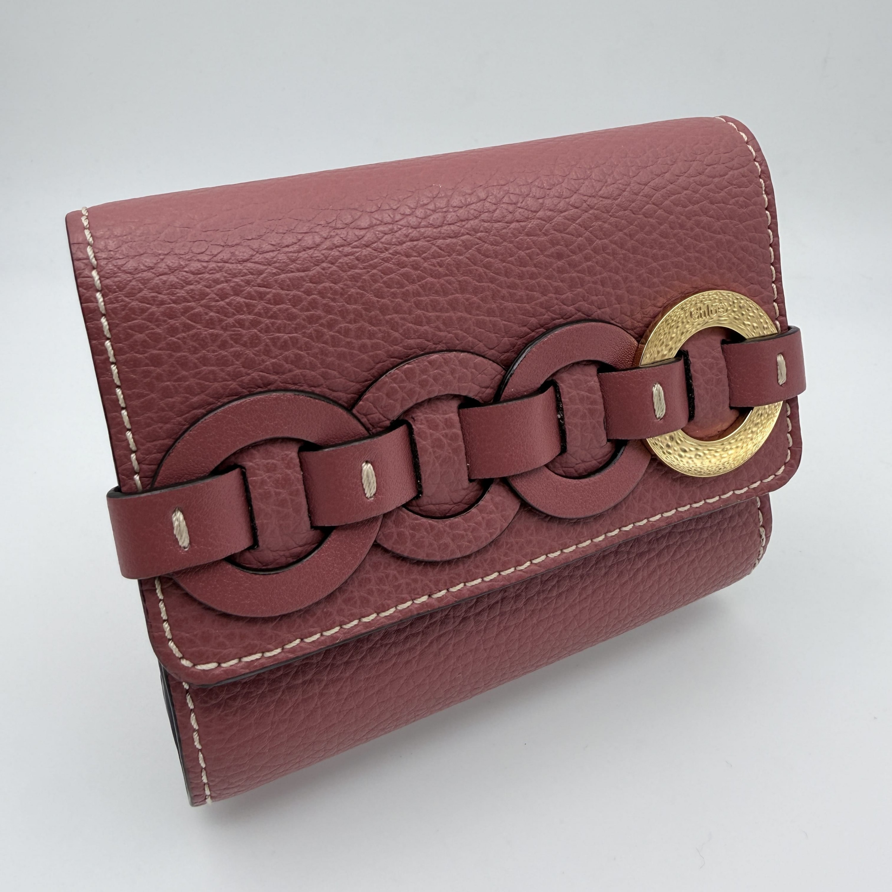 CHLO・・（クロエ）Small Darryl スモールダリル 三つ折り財布 レザー ピンク系 ゴールド金具