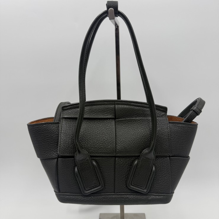 BOTTEGA VENETA（ボッテガヴェネタ）ミニ ザ・アルコ トートバッグ イントレチャート レザー ダークグリーン系