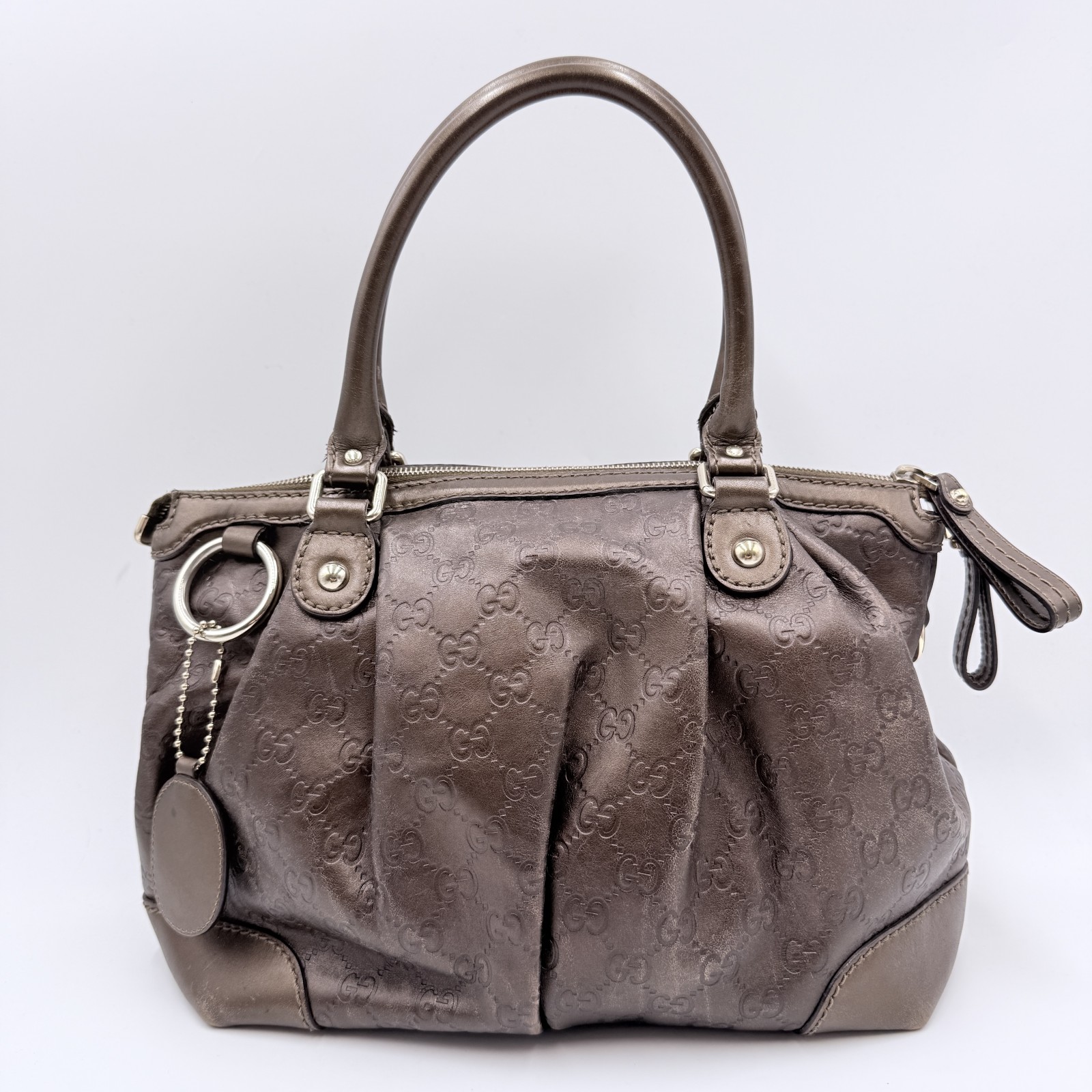 GUCCI（グッチ）スーキー Sukey GGエンボス 2WAYハンドバッグ／ショルダーバッグ ブロンズ系 レザー ゴールドトーン金具 レディース