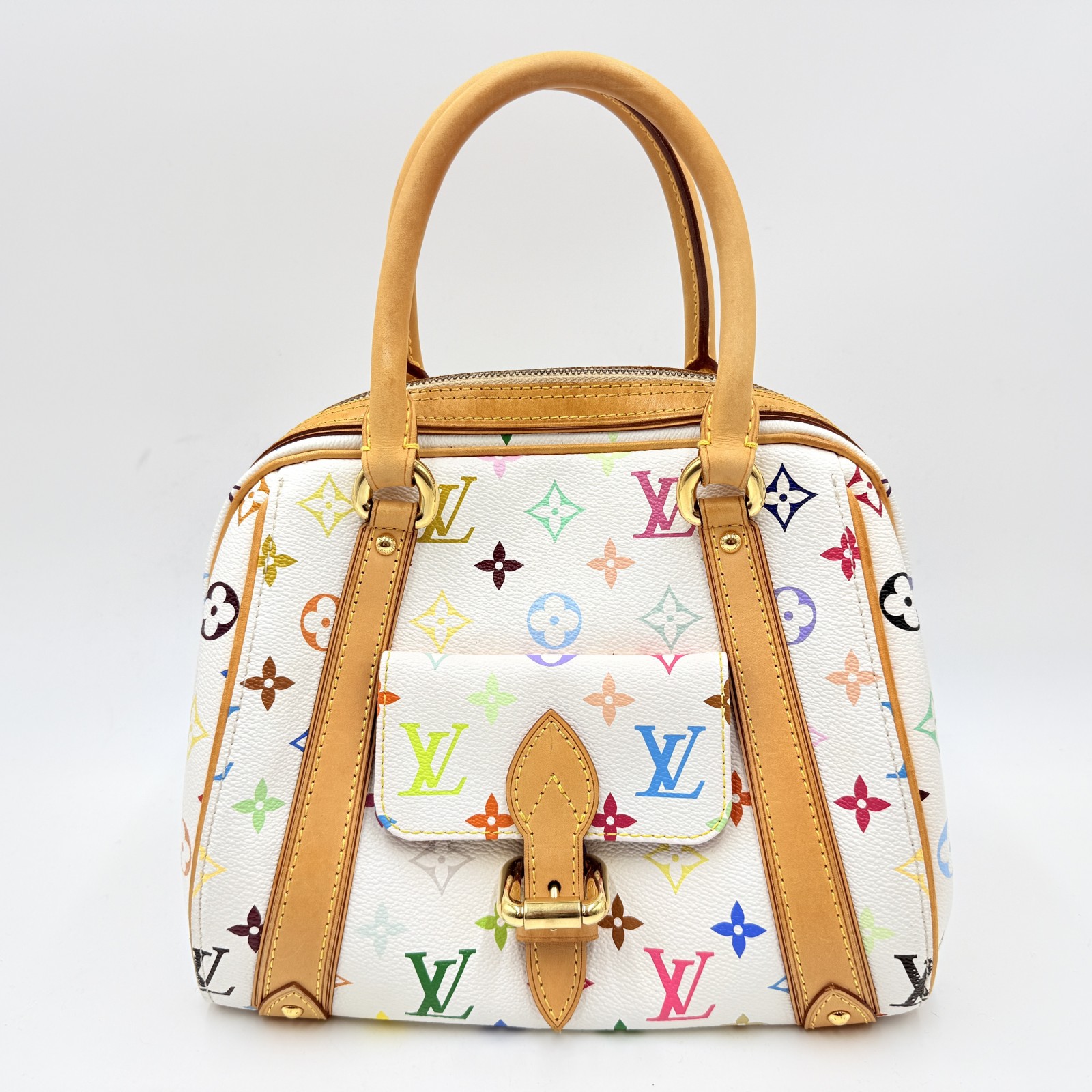 LOUIS VUITTON（ルイ・ヴィトン）プリシラ ヴィンテージ ハンドバッグ モノグラムマルチカラー ホワイト レザー ゴールドトーン金具 レディース M40096
