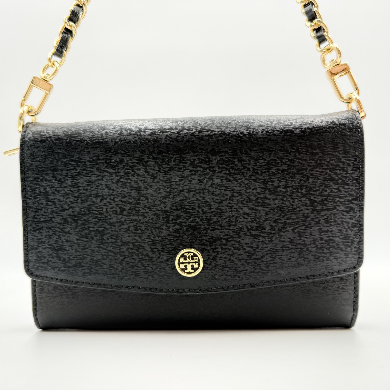 TORY BURCH（トリーバーチ）ロビンソン チェーンウォレット ショルダーバッグ 長財布 ブラック レザー ゴールドトーン金具 レディース
