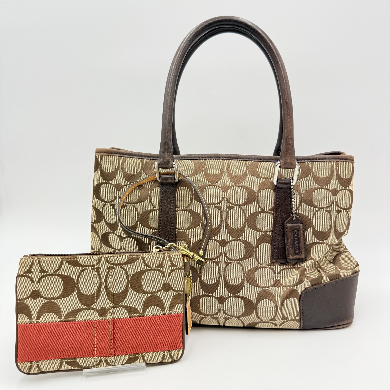COACH（コーチ）シグネチャー トートバッグ キャンバス レザー ブラウン レディース ハンドバッグ F2J-6089