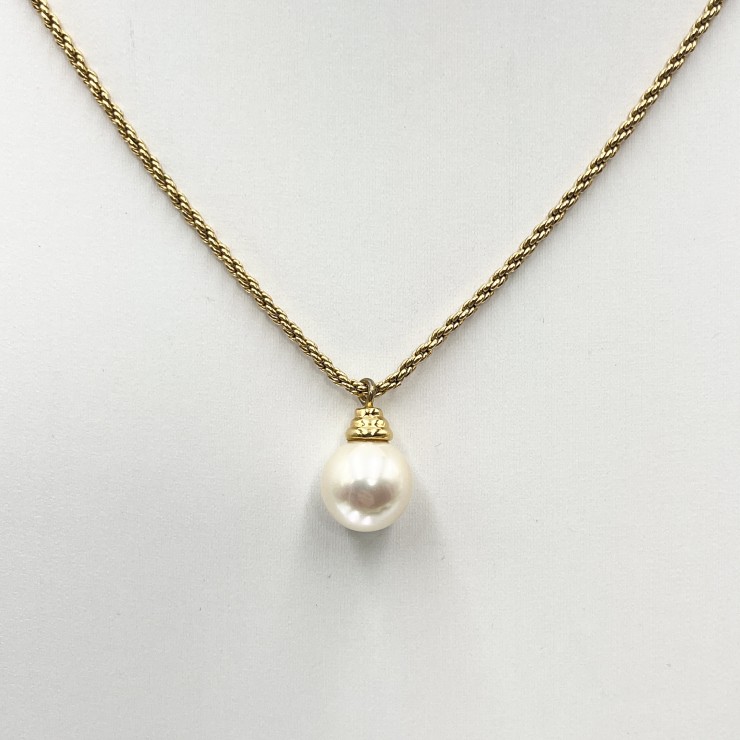 Christian Dior（クリスチャンディオール）ヴィンテージ ネックレス パールモチーフ ゴールド ロープチェーン レディース【中古】