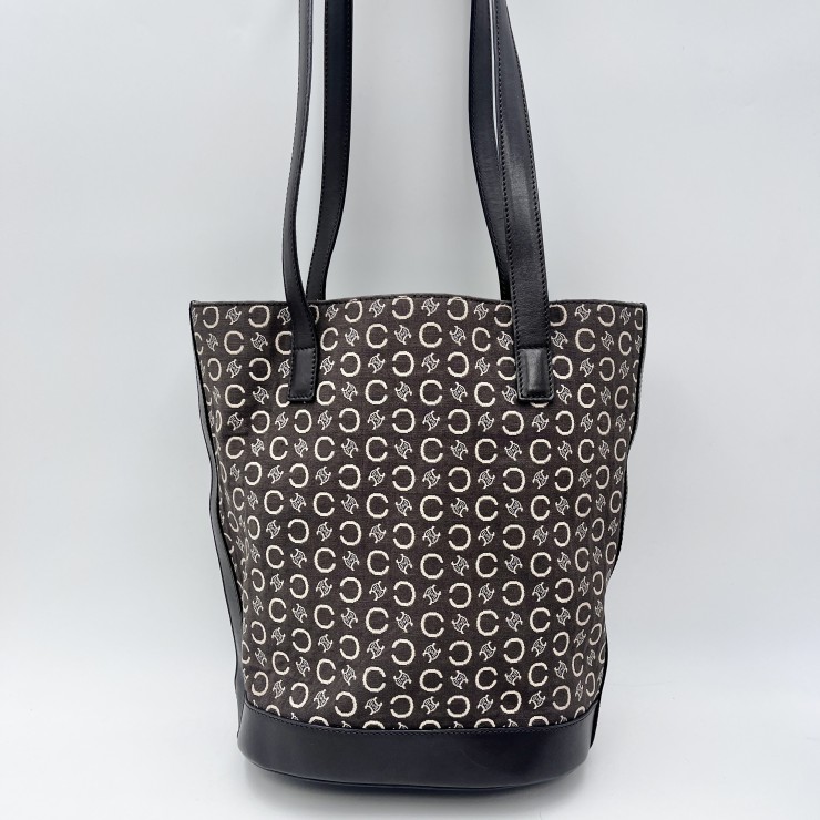 CELINE（セリーヌ）Cマカダム ヴィンテージ トートバッグ ショルダーバッグ ブラウン系 キャンバス&times;レザー レディース【中古】｜VALORA Vintage Tokyo 店