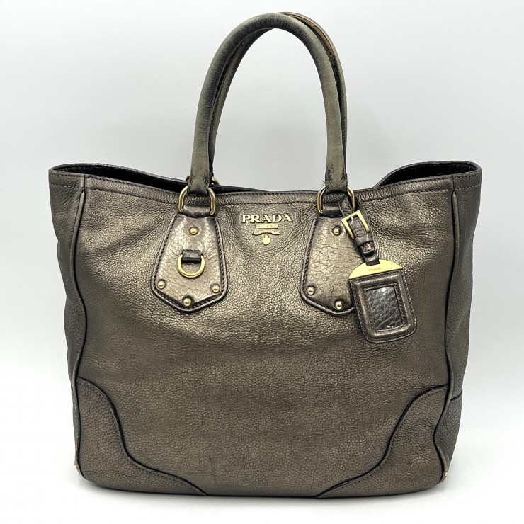 PRADA（プラダ）ハンドバッグ トートバッグ ブロンズ レザー ゴールド金具 レディース イタリア製【中古】｜VALORA Vintage Tokyo 店