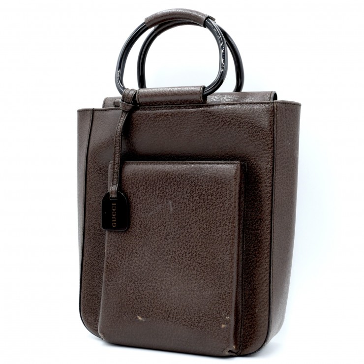 GUCCI（グッチ）ヴィンテージ ハンドバッグ レザー ブラウン バンブー調リングハンドル レディース 【中古】｜VALORA Vintage Tokyo 店