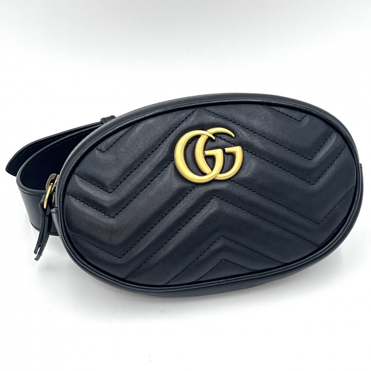 GUCCI(グッチ)GGマーモント キルティングレザー ベルトバッグ ブラック ゴールド金具 476434【中古】|VALORA Vintage Tokyo 店
