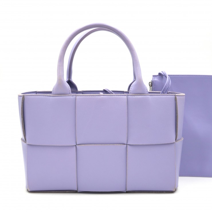 BOTTEGA VENETA(ボッテガ・ヴェネタ)ミニ アルコ トートバッグ ラベンダー レザー 2WAY ハンドバッグ ショルダーバッグ レディース 【中古】|VALORA Vintage Tokyo 店