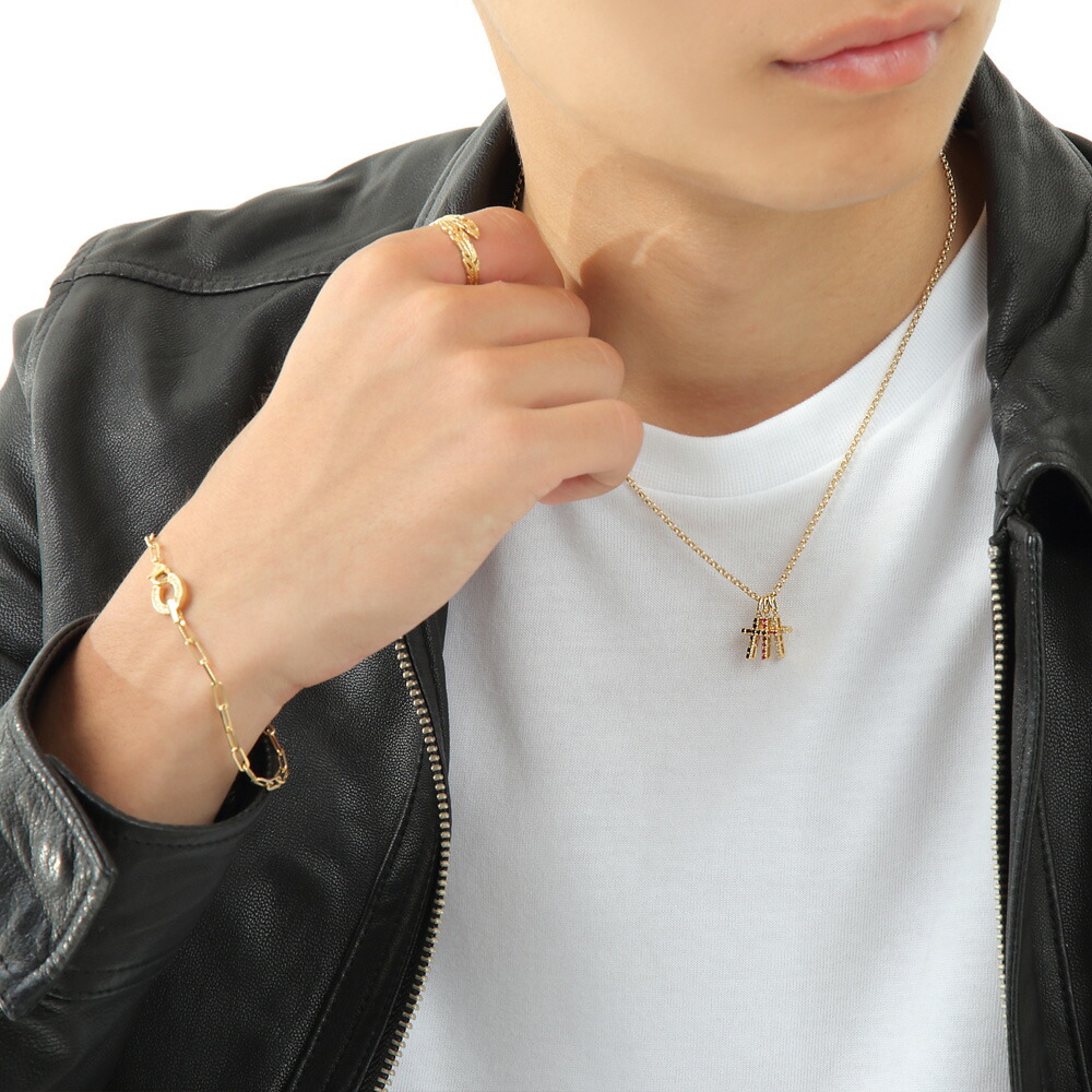 VJ18金 ネックレス 18k メンズ ダイヤモンド ルビー 「Trinity