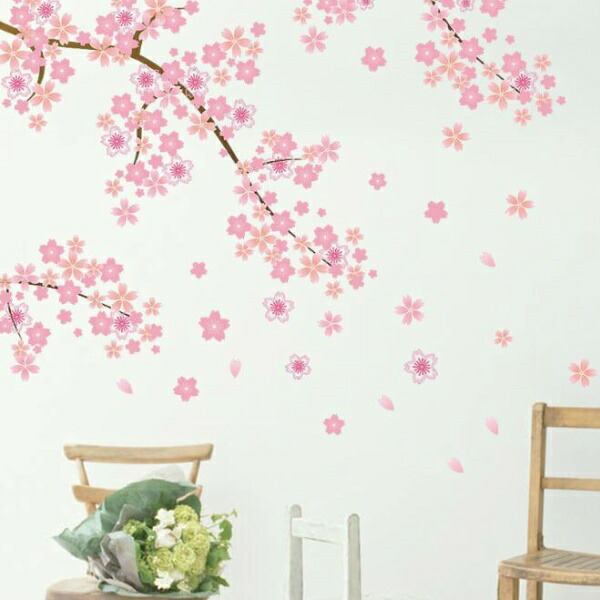 ウォールステッカー 花 木 植物 桜 さくら サクラ 壁シール 春 おしゃれ トイレ 壁紙 北欧 キッチン 正月 和室 葉 窓 ガラス 花びら 玄関  和柄 ピンク 山 風景 景色 枝 リビング 洗面所 癒し お花見 清楚