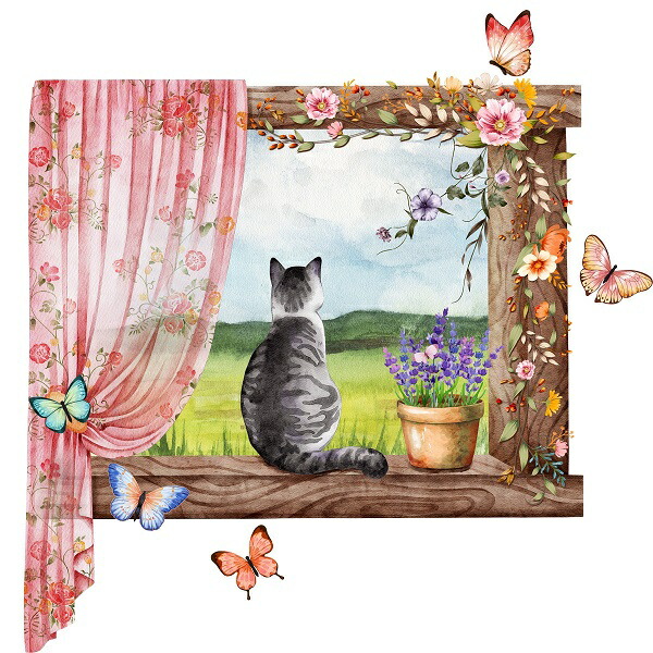 カラフルな花に囲まれた猫 ヴィンテージ ステンドグラス ローウェル・エレーロ カラフルな花に囲まれた猫 ヴィンテージ ステンドグラス ローウェル