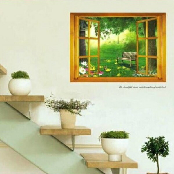 楽天市場 ウォールステッカー 窓 風景 おしゃれ 北欧 シール お風呂 トイレ キッチン かわいい インテリア ブルー 緑 リース 剥がせる 植物 花 木 英字 ツリー 森林 ウオールシール 森 自然 池 湖 鳥 南国 空 湖 小さい サイズ