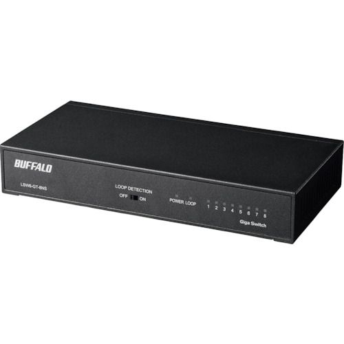 【期間限定!対象商品P2~20倍】 BUFFALO Giga 8ポート スイッチングハブ 電源内蔵 金属筐体 マグネット付 ブラック 1個 (LSW6GT8NSBK)