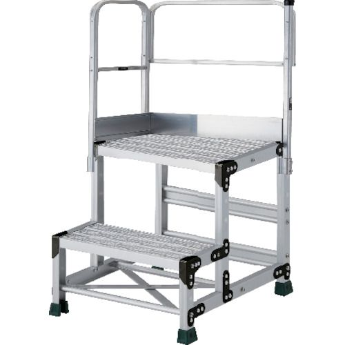【期間限定!対象商品P2～20倍】 ＴＲＵＳＣＯ アルミ製作業用踏台 ２段 高さ０．６ｍ 天板寸法５００×４００ 段高３００ｍｍ 天場二方手すり付き 1台 (TSF256TL300)