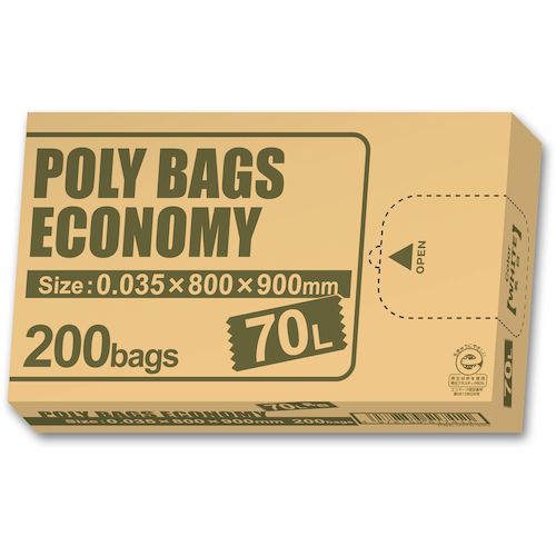 【SS制限事項 38万商いもの以上10%OFF】 オルディ ポリバッグエコノミーＢＯＸゴミ袋 ７０Ｌ ０．０３５粍 乳白 1冊 (PBEW70200)