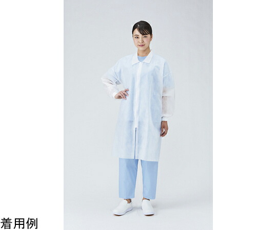 【期間限定!対象商品P2～20倍】 ジッパー付不織布白衣 リブ付 50枚入 L　DHZR-L 1ケース(50枚入)