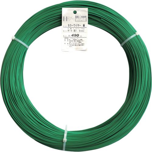 【期間限定!対象商品P2～20倍】 ＤＡＩＤОＨＡＮＴ　カラーワイヤー　緑　＃１６（１．６ｍｍ）　５Ｋｇ巻　1巻 (10155470)