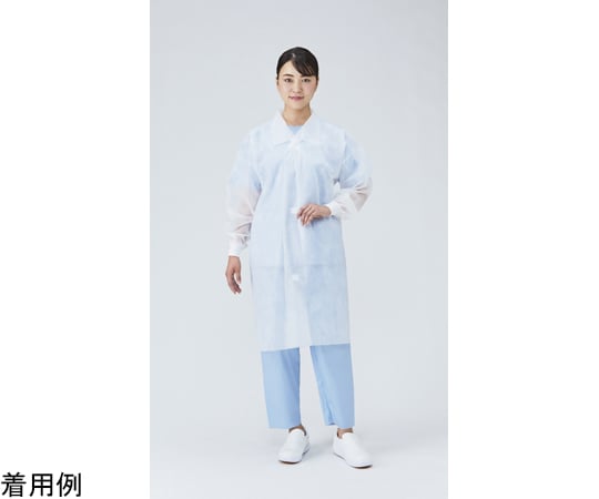 【期間限定!対象商品P2～20倍】 マジックテープ付不織布白衣 リブ付 50枚入 M　DHMR-M 1ケース(50枚入)
