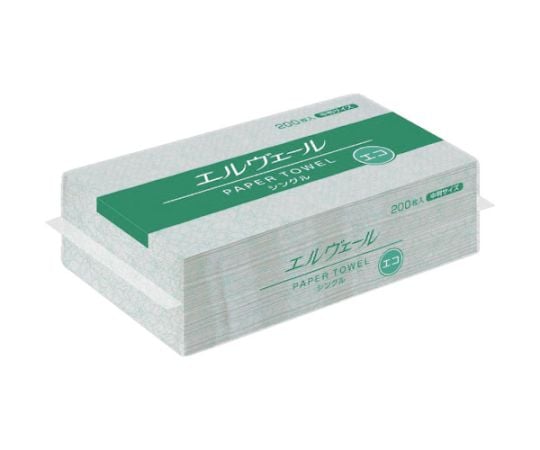 【期間限定!対象商品P2～20倍】 エルヴェール ペーパータオル エコ シングル 中判 200枚×30パック入　21000694 1ケース(200枚×30パック入)