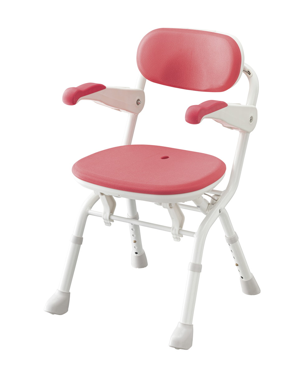 【期間限定!対象商品P2～20倍】 楽らく開閉ｼｬﾜｰﾍﾞﾝﾁ Sｺﾝﾊﾟｸﾄ ﾚｯﾄﾞ536-094｜福祉用具のバリューケア