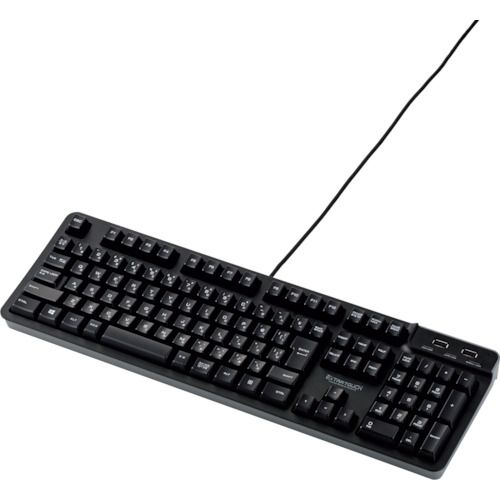 【期間限定!対象商品P2～20倍】 ＥＬＥＣＯＭ　ＵＳＢハブ付有線プレミアムメンブレンキーボード　メカニカルライク　ＵＳＢ（２．０）２ポート　ブラック　1個 (TKFCM094HBK)