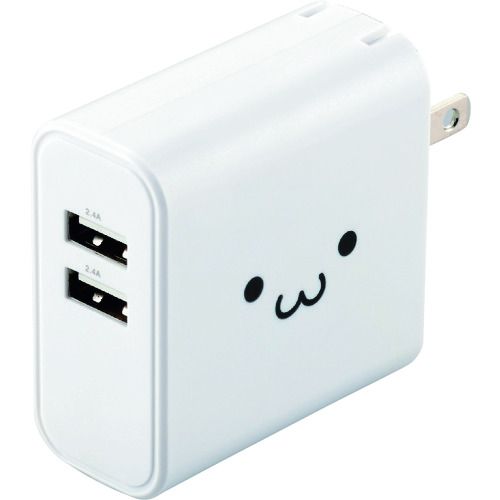【期間限定!対象商品P2～20倍】 ＥＬＥＣＯＭ　ＡＣ充電器　２４Ｗ　ＵＳＢ　Ｔｙｐｅ－Ａ（メス）２ポート　ホワイトフェイス　1個 (MPAACU05WF)