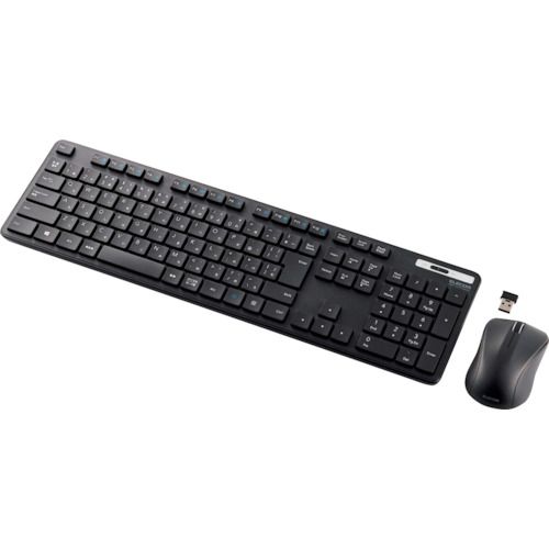【期間限定!対象商品P2～20倍】 ＥＬＥＣＯＭ　無線キーボード　薄型　メンブレン式　抗菌　フルサイズ　マウス付　ブラック　1個 (TKFDM110MKBK)