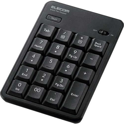 【期間限定!対象商品P2～20倍】 ＥＬＥＣＯＭ　テンキーパッド　無線（２．４ＧＨｚ）　静音設計　抗菌　ブラック　1個 (TKTDM022SKBK)