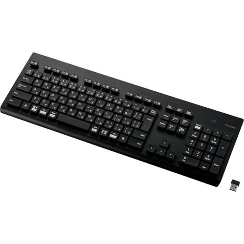 【期間限定!対象商品P2～20倍】 ＥＬＥＣＯＭ　キーボード　無線（２．４ＧＨｚ）　ワイヤレス　メンブレン式　フルサイズ　洗える　抗菌　ブラック　1個 (TKWS02DMKBK)