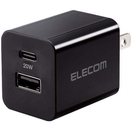 【期間限定!対象商品P2～20倍】 ＥＬＥＣＯＭ　ＡＣ充電器　ＵＳＢ　ＰＤ準拠　２０Ｗ　ＵＳＢ－Ｃ１ポート　ＵＳＢ－Ａ１ポート　ブラック　1個 (MPAACCP36BK)