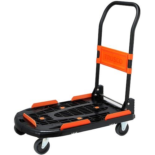 【期間限定!対象商品P2～20倍】 ＴＲＵＳＣＯ　樹脂台車　カルティオ（新型）　７８０Ｘ４９０　折畳　黒　荷物落下防止柵付　1台 (MPK780BKRSK)
