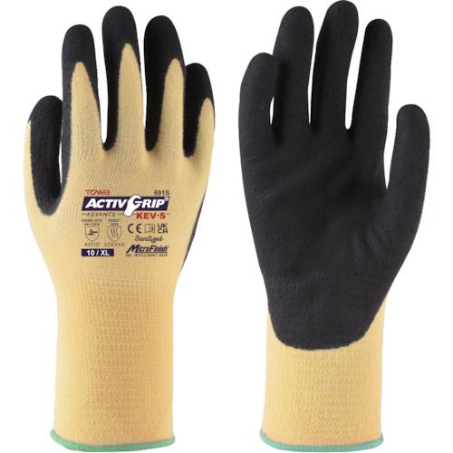 【SS制限事項 38万商いもの以上10%OFF】 トワロン まとめ買い 耐切創グローブ アクティブグリップアドバンスＫＥＶ－Ｓ １０／ＸＬ （１２双入） 1袋 (591S12P10XL)