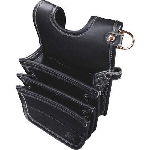 【期間限定!対象商品P2～20倍】 フジ矢　建築薄型腰袋３段（黒金）　1個 (AB43BG)