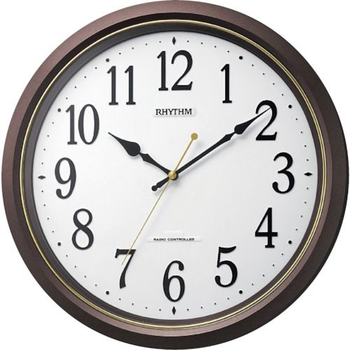 【期間限定!対象商品P2～20倍】 ＲＨＹＴＨＭ　リズム　電波　壁掛け時計　ブラウン　φ３４０ｘ４５　1個 (8MY565SR06)
