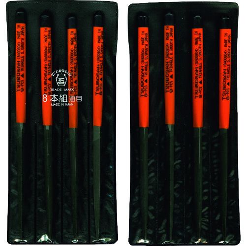 【SS制限事項 38万商いもの以上10%OFF】 ツボサン 組ヤスリ ８本組 ３角形 油目 1Ｓ (SA00804)