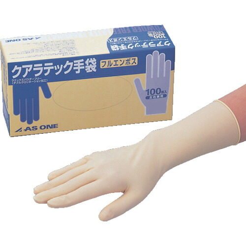 【期間限定!対象商品P2～20倍】 ＡＳ　クアラテック手袋　フルエンボス（パウダーフリー）　Ｍ　（１００枚入）　1箱 (1844832)