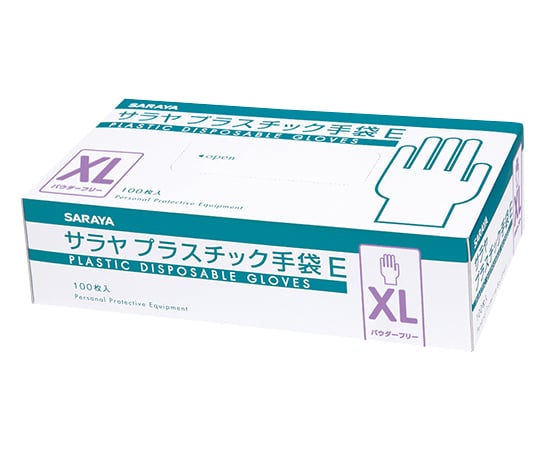 【期間限定!対象商品P2～20倍】 プラスチック手袋E　粉無　XL　1ケース（100枚×10箱入）　53517 1ケース(100枚×10箱入)