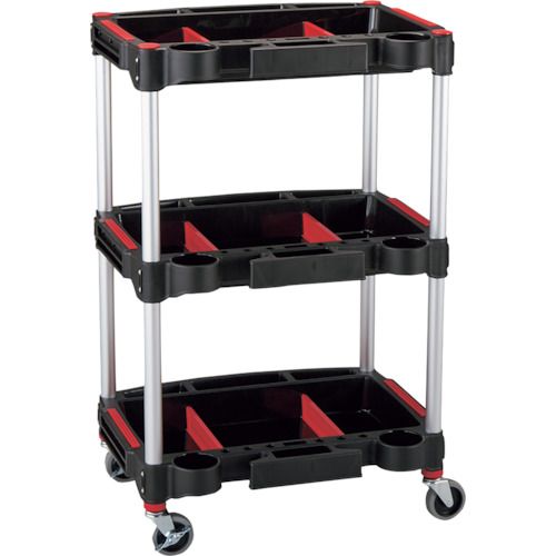 【期間限定!対象商品P2～20倍】 緑十字　ツールカート　ＫＴ－４６５８Ｘ　黒　５７０×４５５×８９０ｍｍ　トレイ３段　1台 (146152)