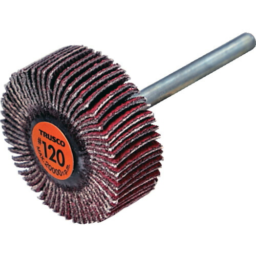 【期間限定!対象商品P2～20倍】 ＴＲＵＳＣＯ　セラミックフラップホイール　軸径３ｍｍ　＃１２０　外径２５×幅１０×軸長３０　（１０個入） 1箱