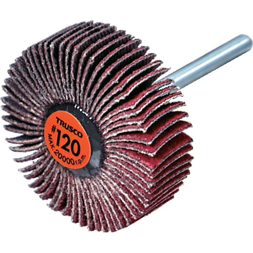 【期間限定!対象商品P2～20倍】 ＴＲＵＳＣＯ　セラミックフラップホイール　軸径３ｍｍ　＃１２０　外径３０×幅１０×軸長３０　（１０個入） 1箱