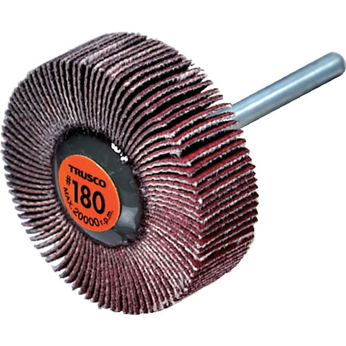 【期間限定!対象商品P2～20倍】 ＴＲＵＳＣＯ　セラミックフラップホイール　軸径３ｍｍ　＃１８０　外径３０×幅１０×軸長３０　（１０個入） 1箱